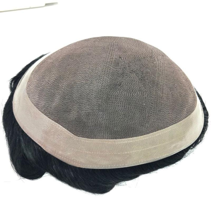 Fine Mono with NPU Men's Toupee 100% India human hair or Chinese Hair