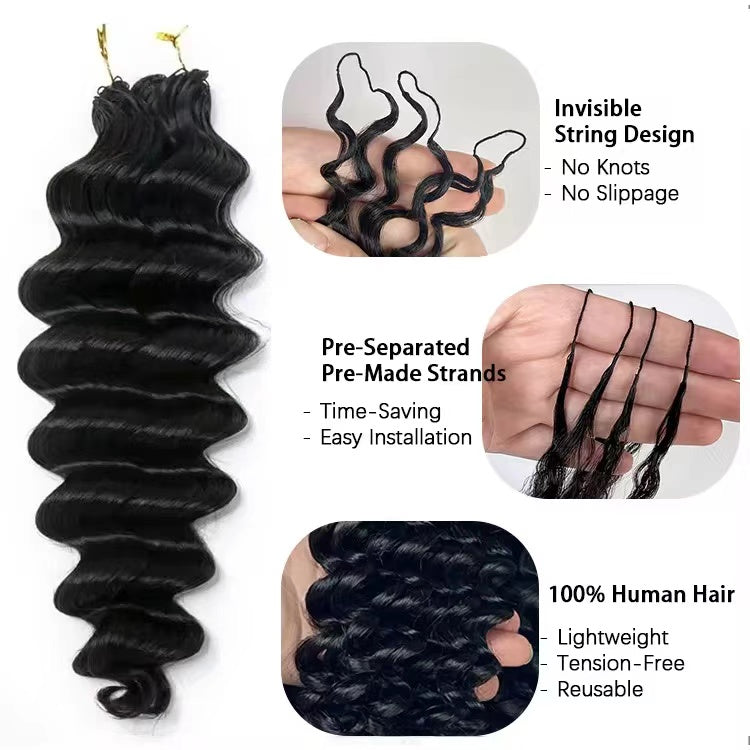 Crochet Feather Hair Real Human Hair Extensions 100g