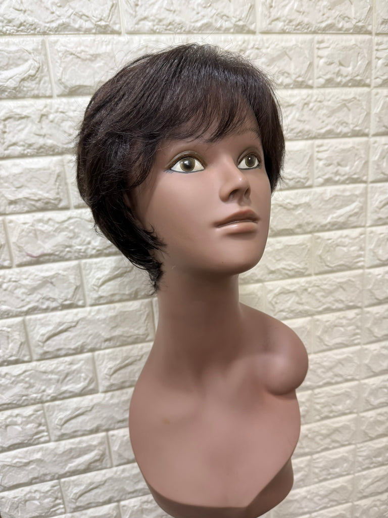Human hair and synthetic fiber mix wig / Full hand made