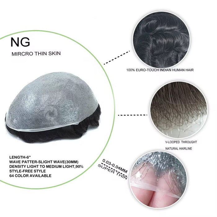 V loop Thin Skin Toupee