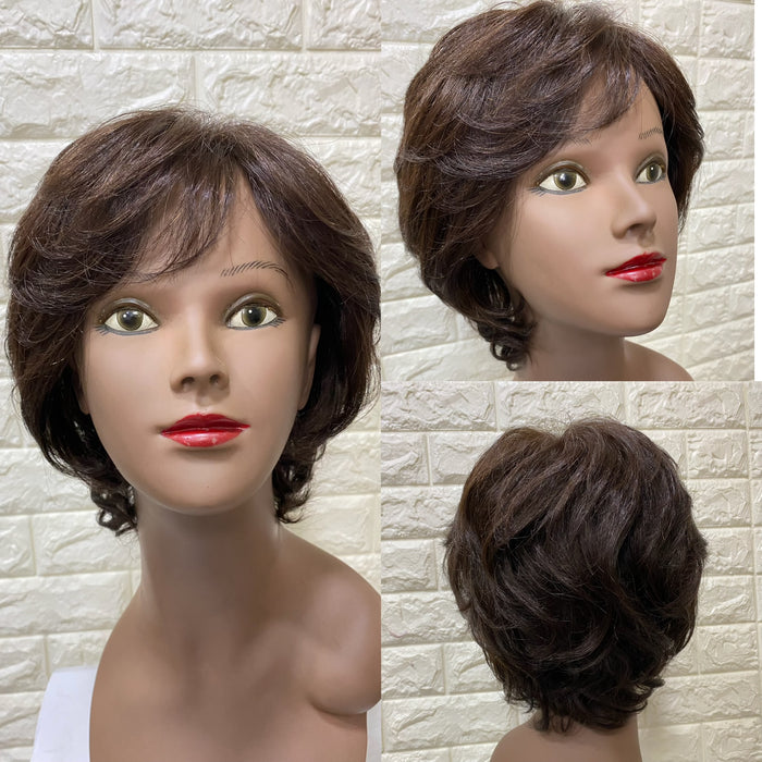 Human Hair and heat-resistant synthetic mix wig (Full head made wig)