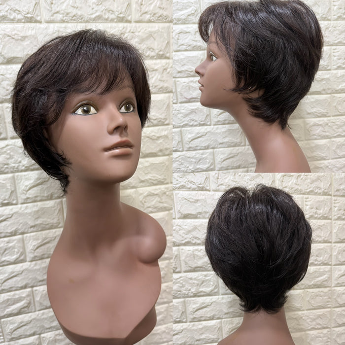 HUMAN HAIR AND SYNTHETIC FIBER MIX WIG/FULL HAND MADE WIG